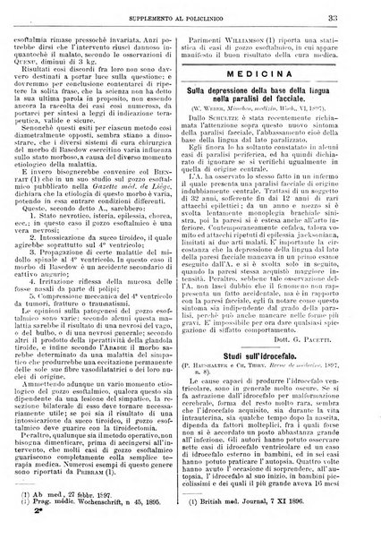 Supplemento al policlinico periodico di medicina, chirurgia ed igiene