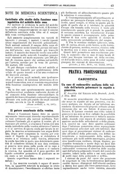 Supplemento al policlinico periodico di medicina, chirurgia ed igiene