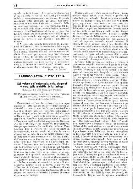 Supplemento al policlinico periodico di medicina, chirurgia ed igiene