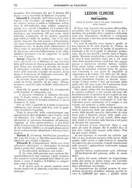 Supplemento al policlinico periodico di medicina, chirurgia ed igiene