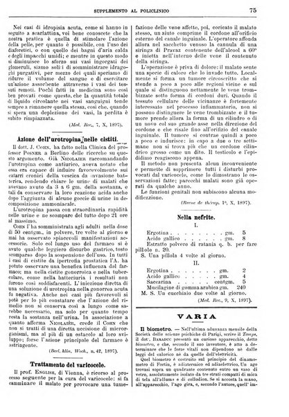 Supplemento al policlinico periodico di medicina, chirurgia ed igiene