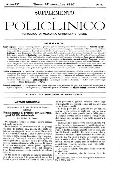 Supplemento al policlinico periodico di medicina, chirurgia ed igiene