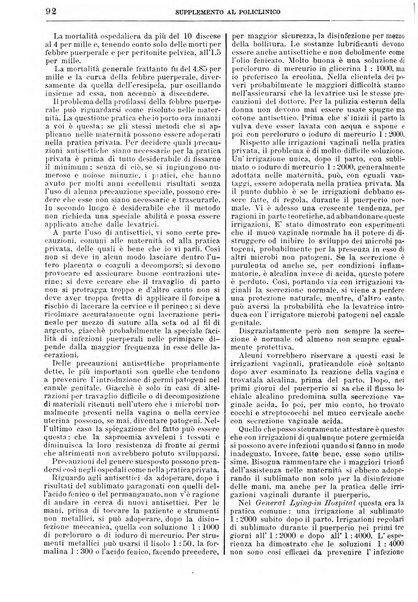 Supplemento al policlinico periodico di medicina, chirurgia ed igiene