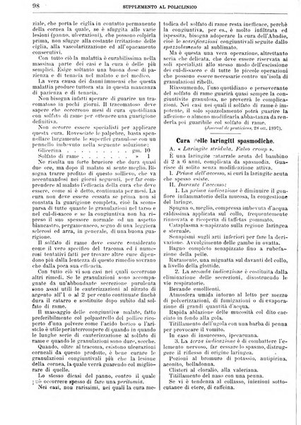 Supplemento al policlinico periodico di medicina, chirurgia ed igiene