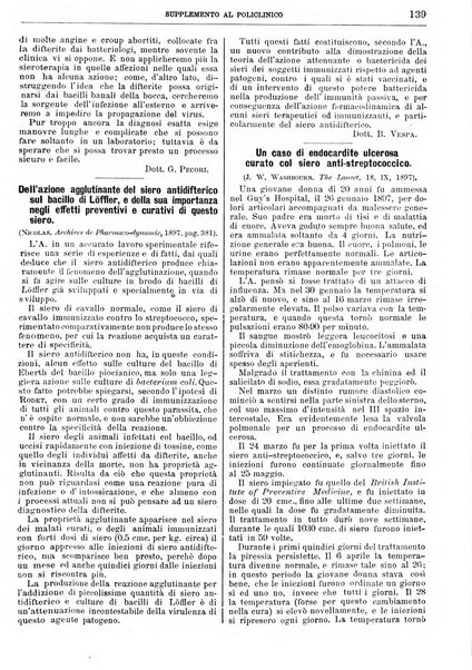 Supplemento al policlinico periodico di medicina, chirurgia ed igiene