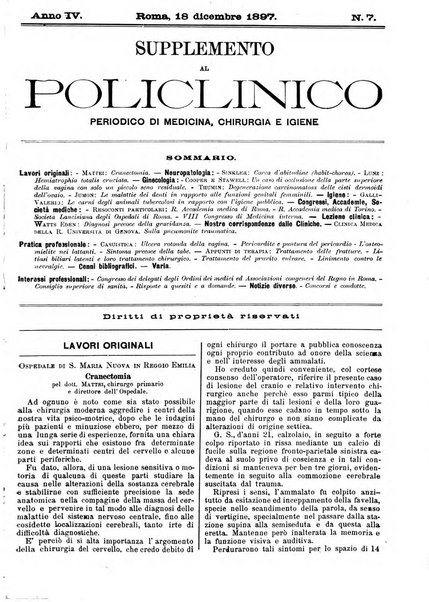 Supplemento al policlinico periodico di medicina, chirurgia ed igiene