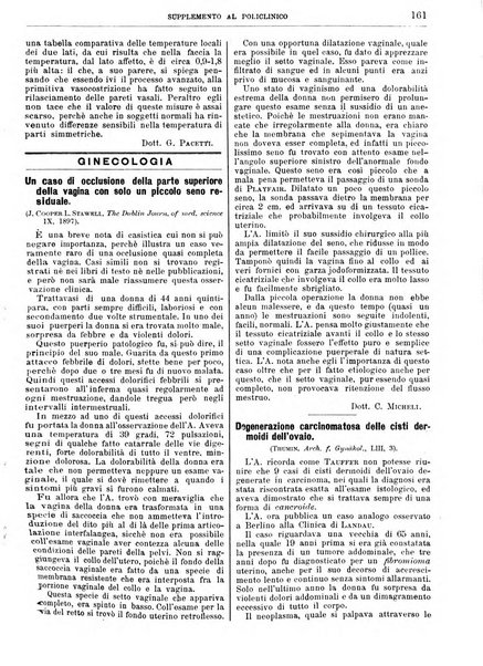 Supplemento al policlinico periodico di medicina, chirurgia ed igiene