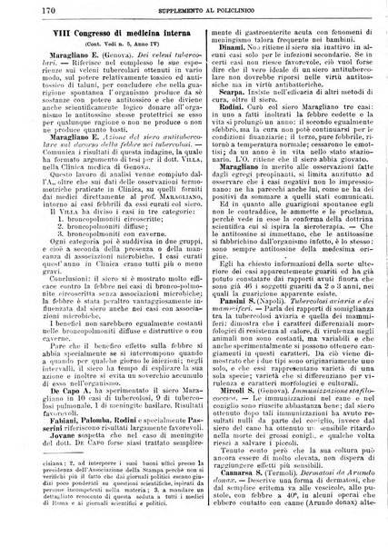 Supplemento al policlinico periodico di medicina, chirurgia ed igiene