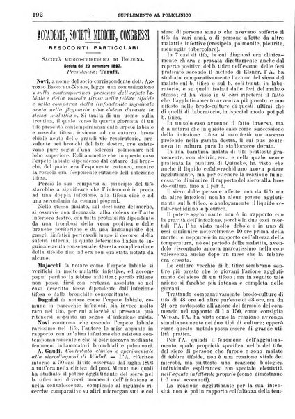 Supplemento al policlinico periodico di medicina, chirurgia ed igiene