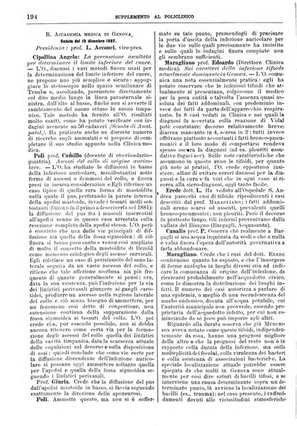 Supplemento al policlinico periodico di medicina, chirurgia ed igiene