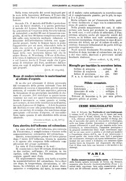 Supplemento al policlinico periodico di medicina, chirurgia ed igiene