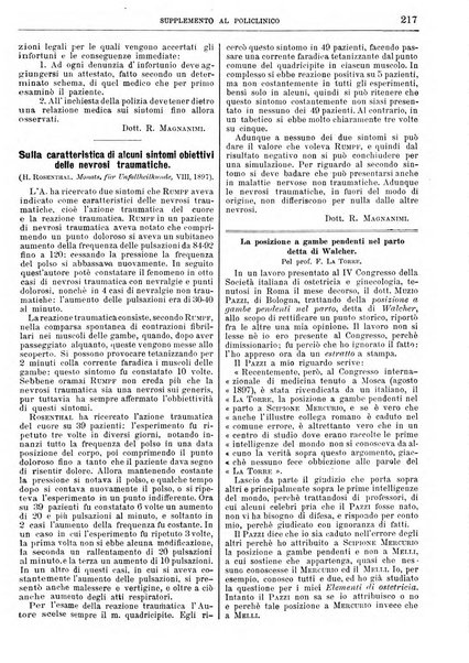 Supplemento al policlinico periodico di medicina, chirurgia ed igiene