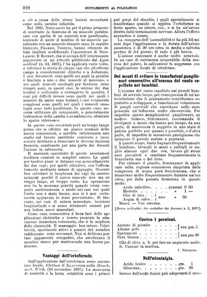 Supplemento al policlinico periodico di medicina, chirurgia ed igiene