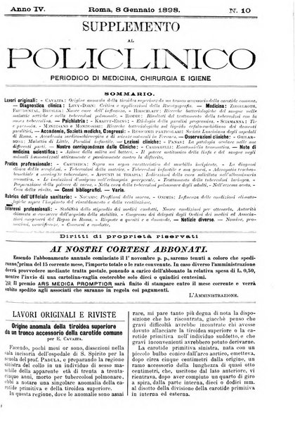 Supplemento al policlinico periodico di medicina, chirurgia ed igiene