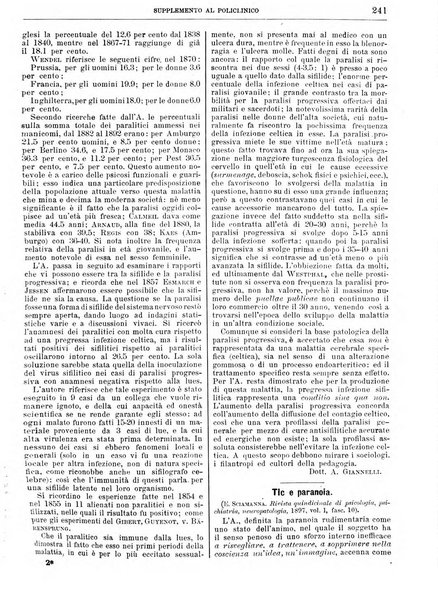 Supplemento al policlinico periodico di medicina, chirurgia ed igiene