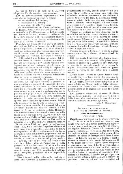 Supplemento al policlinico periodico di medicina, chirurgia ed igiene