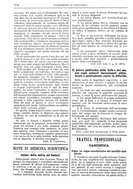 Supplemento al policlinico periodico di medicina, chirurgia ed igiene