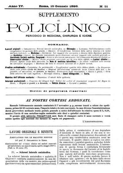 Supplemento al policlinico periodico di medicina, chirurgia ed igiene