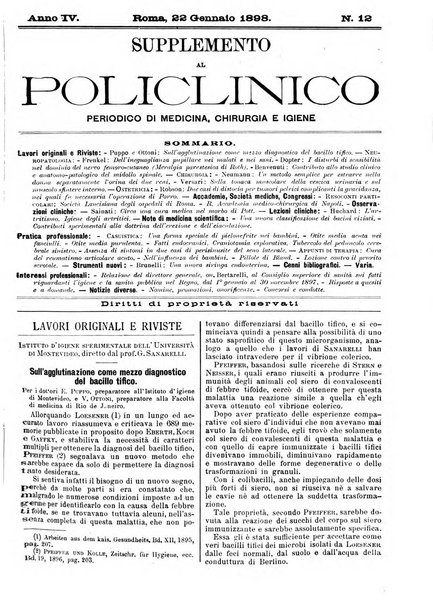 Supplemento al policlinico periodico di medicina, chirurgia ed igiene