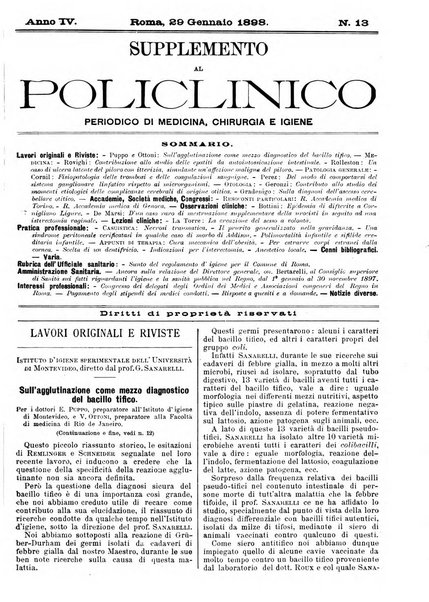 Supplemento al policlinico periodico di medicina, chirurgia ed igiene