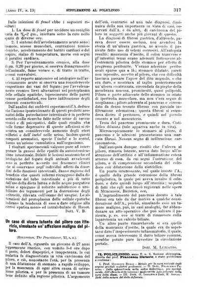 Supplemento al policlinico periodico di medicina, chirurgia ed igiene