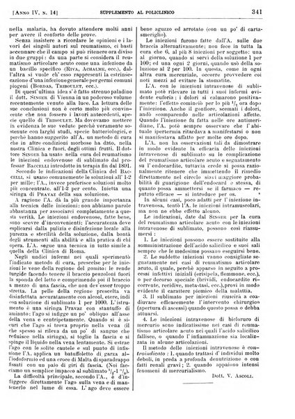 Supplemento al policlinico periodico di medicina, chirurgia ed igiene