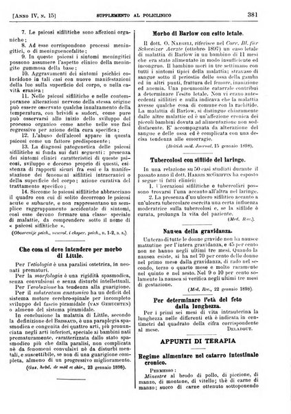 Supplemento al policlinico periodico di medicina, chirurgia ed igiene