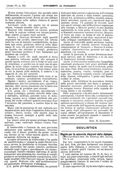 Supplemento al policlinico periodico di medicina, chirurgia ed igiene