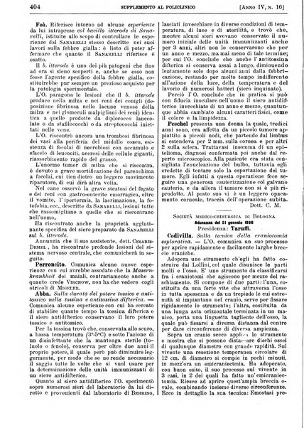 Supplemento al policlinico periodico di medicina, chirurgia ed igiene