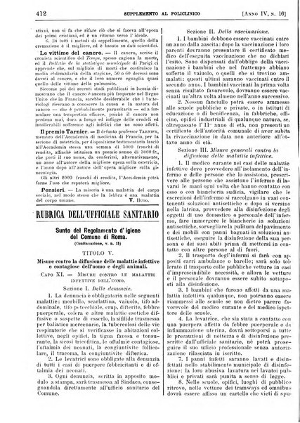 Supplemento al policlinico periodico di medicina, chirurgia ed igiene