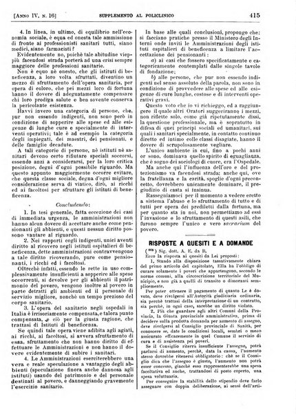 Supplemento al policlinico periodico di medicina, chirurgia ed igiene