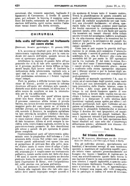 Supplemento al policlinico periodico di medicina, chirurgia ed igiene