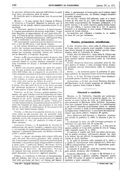 Supplemento al policlinico periodico di medicina, chirurgia ed igiene