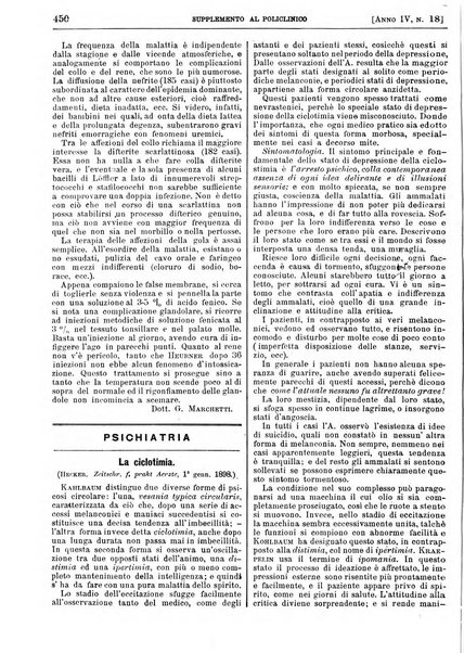 Supplemento al policlinico periodico di medicina, chirurgia ed igiene