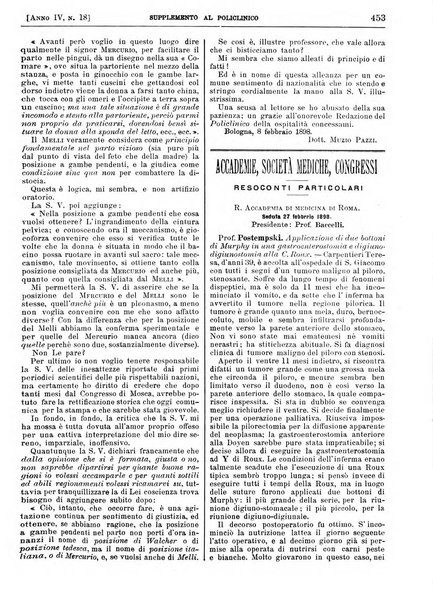 Supplemento al policlinico periodico di medicina, chirurgia ed igiene