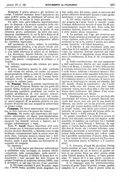 Supplemento al policlinico periodico di medicina, chirurgia ed igiene