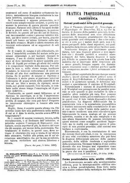 Supplemento al policlinico periodico di medicina, chirurgia ed igiene