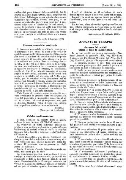 Supplemento al policlinico periodico di medicina, chirurgia ed igiene