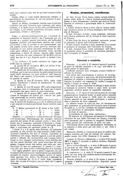 Supplemento al policlinico periodico di medicina, chirurgia ed igiene