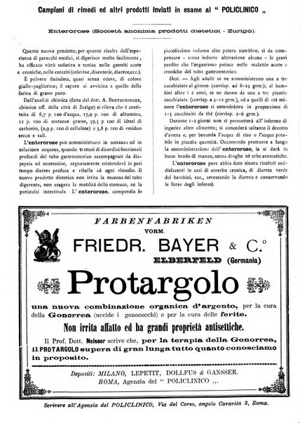 Supplemento al policlinico periodico di medicina, chirurgia ed igiene