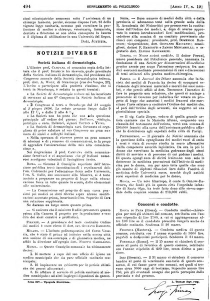 Supplemento al policlinico periodico di medicina, chirurgia ed igiene