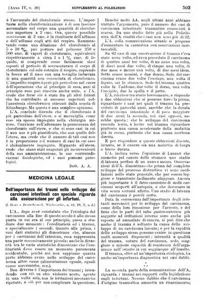 Supplemento al policlinico periodico di medicina, chirurgia ed igiene