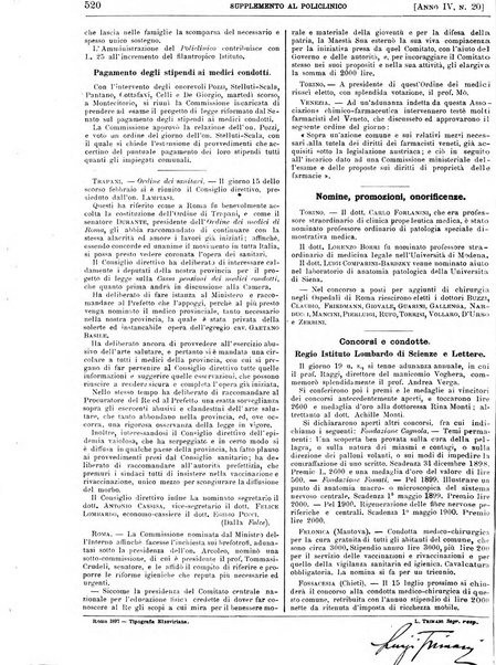 Supplemento al policlinico periodico di medicina, chirurgia ed igiene