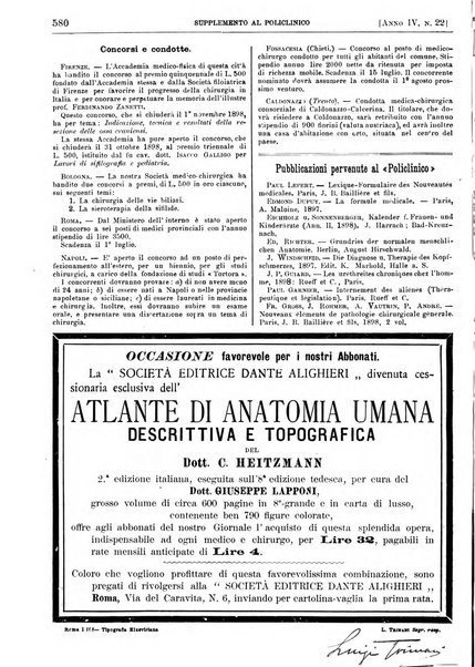 Supplemento al policlinico periodico di medicina, chirurgia ed igiene