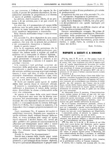 Supplemento al policlinico periodico di medicina, chirurgia ed igiene