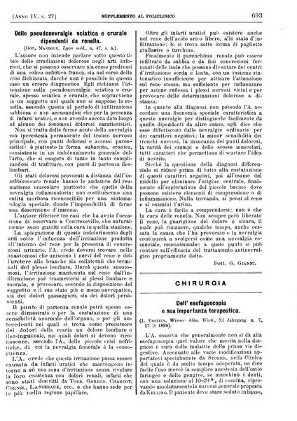 Supplemento al policlinico periodico di medicina, chirurgia ed igiene