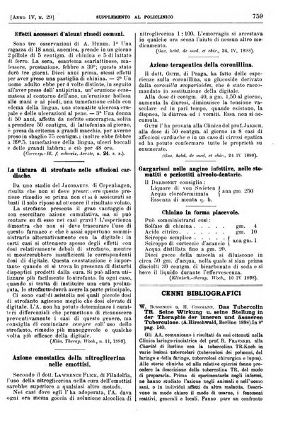 Supplemento al policlinico periodico di medicina, chirurgia ed igiene