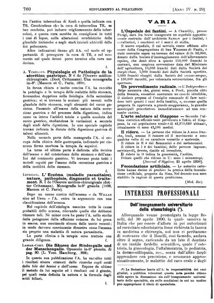 Supplemento al policlinico periodico di medicina, chirurgia ed igiene