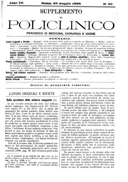 Supplemento al policlinico periodico di medicina, chirurgia ed igiene