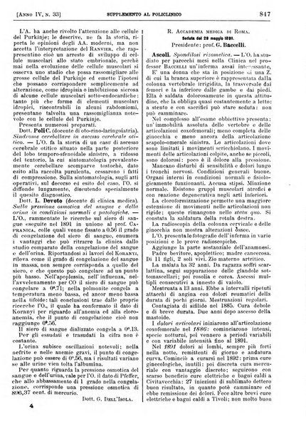 Supplemento al policlinico periodico di medicina, chirurgia ed igiene